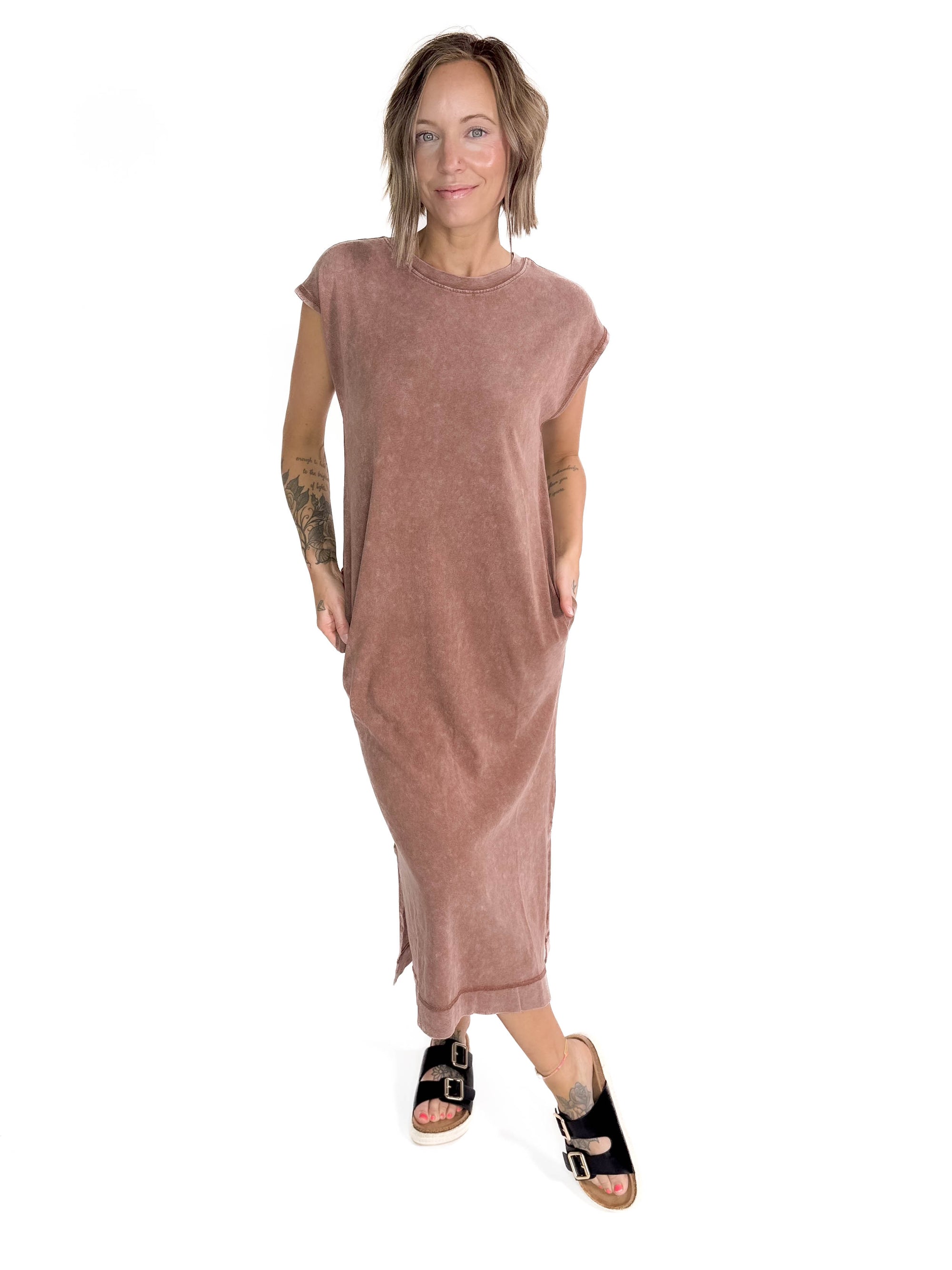 Florida Cotton Midi Dress- CHESNUT