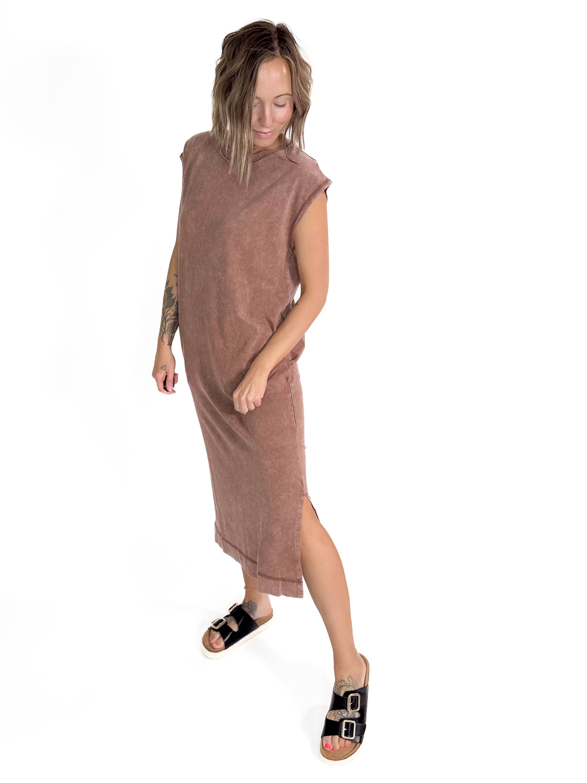 Florida Cotton Midi Dress- CHESNUT