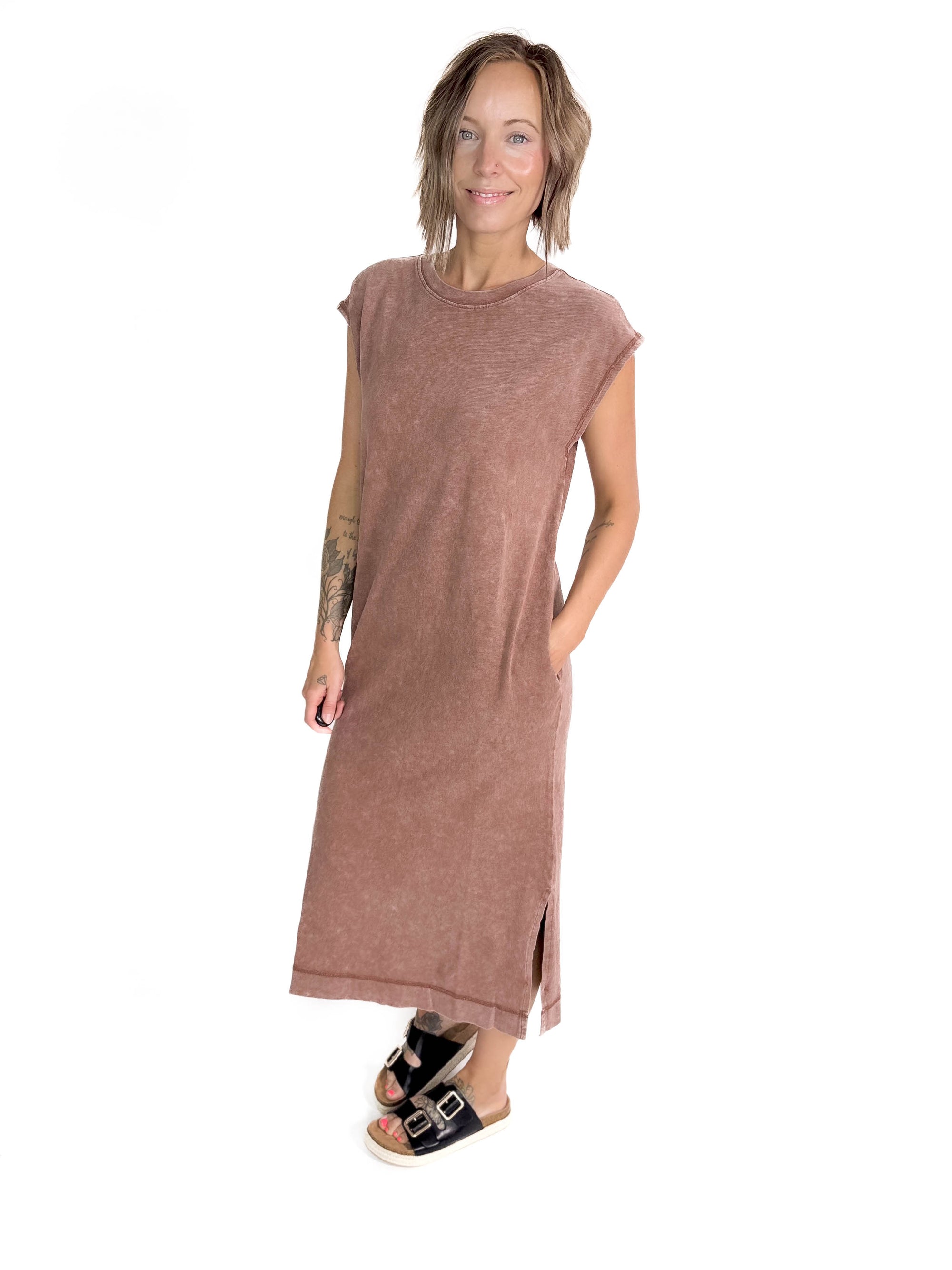 Florida Cotton Midi Dress- CHESNUT