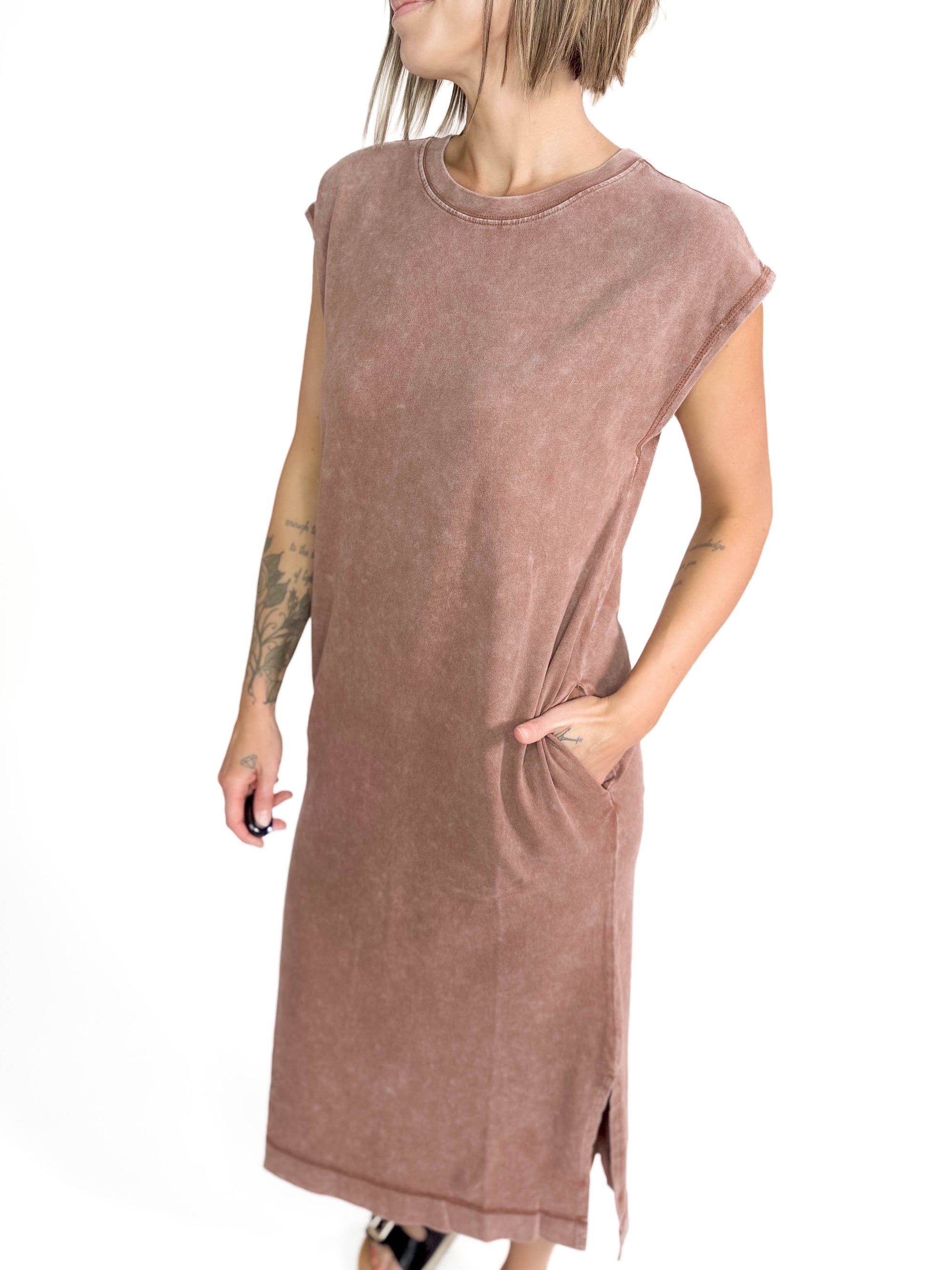 Florida Cotton Midi Dress- CHESNUT