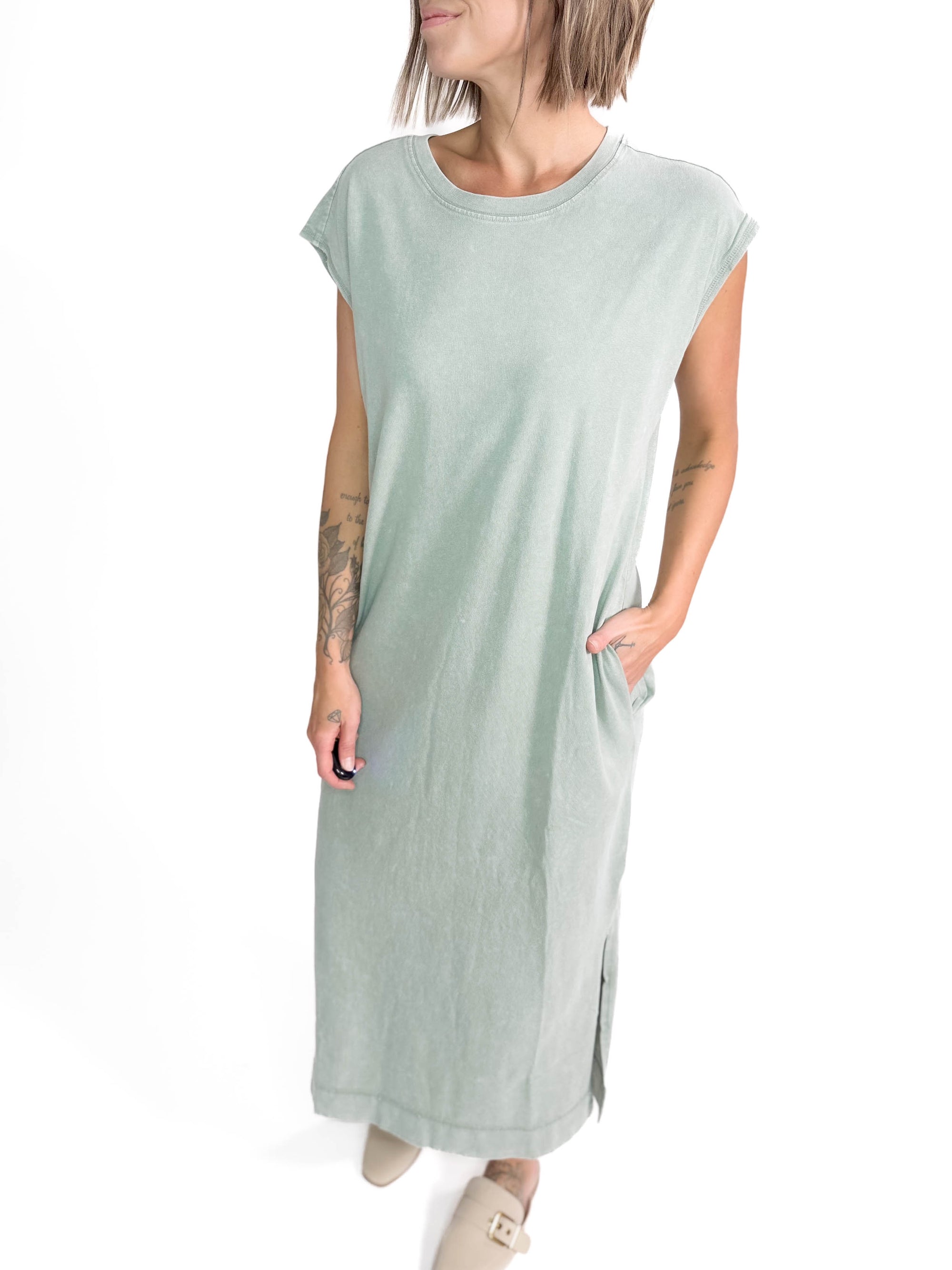 Florida Cotton Midi Dress- SAGE GREEN