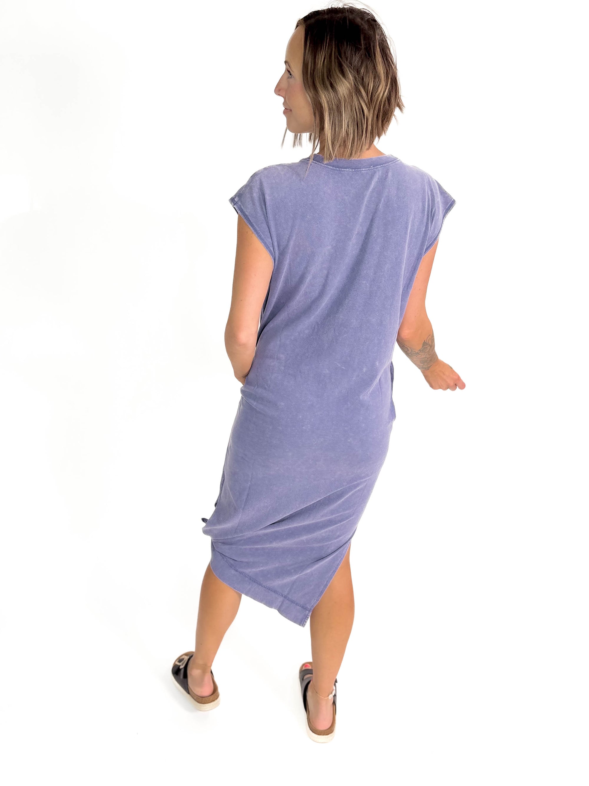 Florida Cotton Midi Dress- DUSTY INDIGO