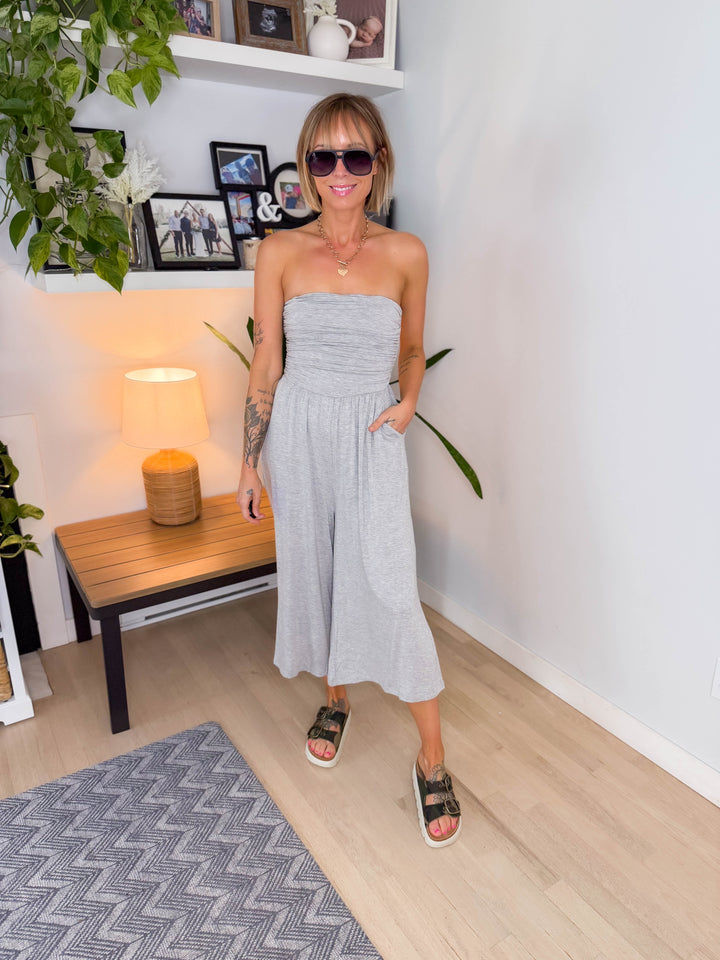 Olivia Jumpsuit- HEATHER GREY-FINAL SALE