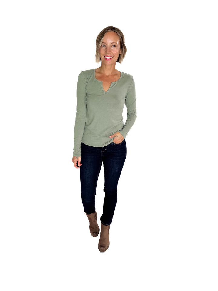 Avery Ultra Soft Basic Long Sleeve- SAGE