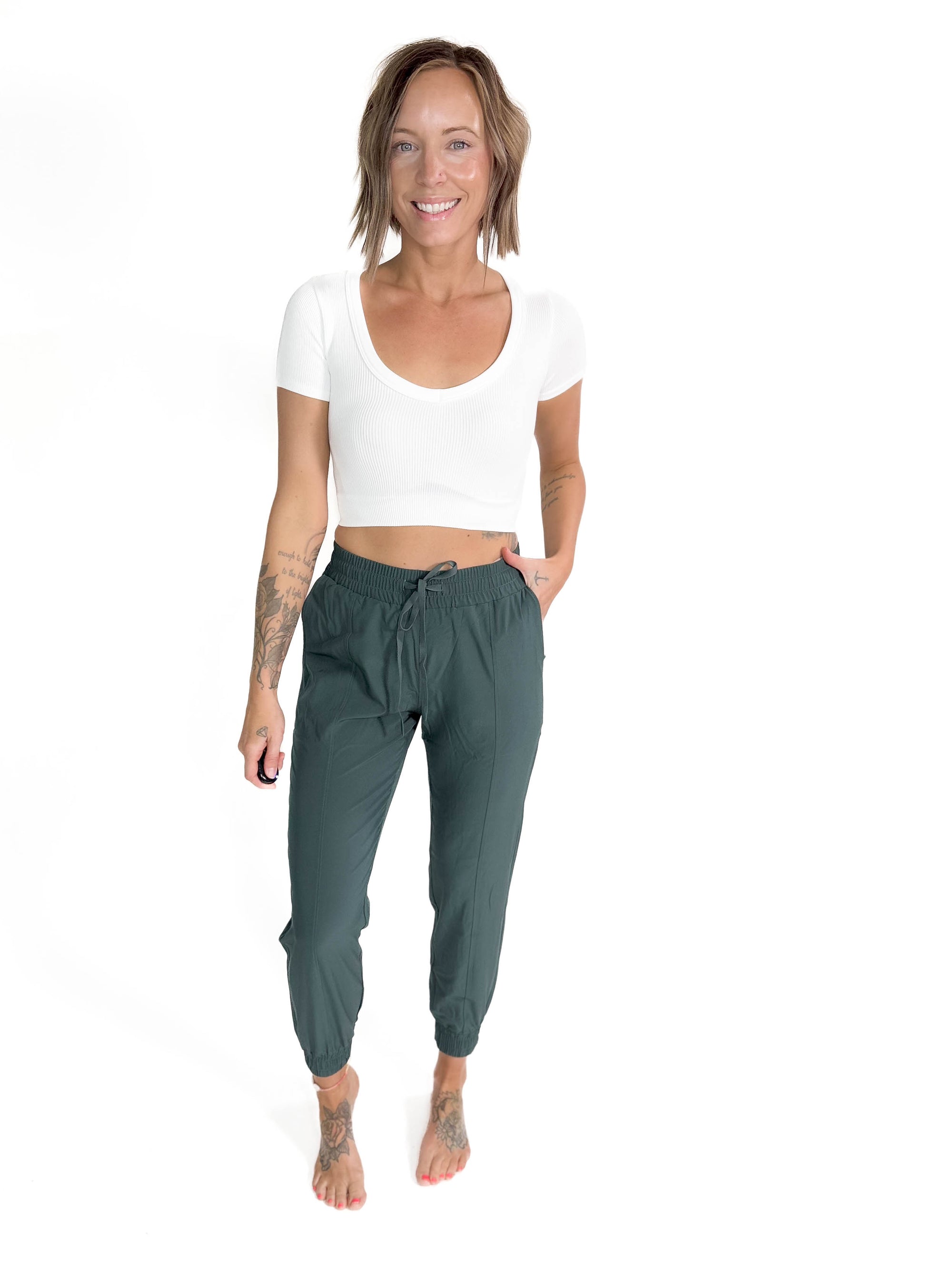 MONO B Maizy Athleisure Jogger- EVERGREEN