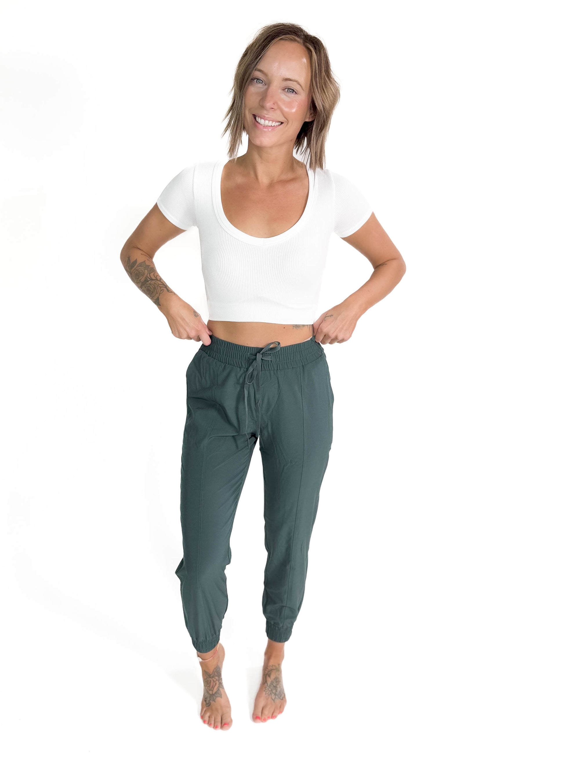 MONO B Maizy Athleisure Jogger- EVERGREEN