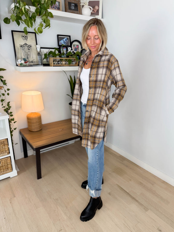 Renfrew Plaid Shacket- MOCHA