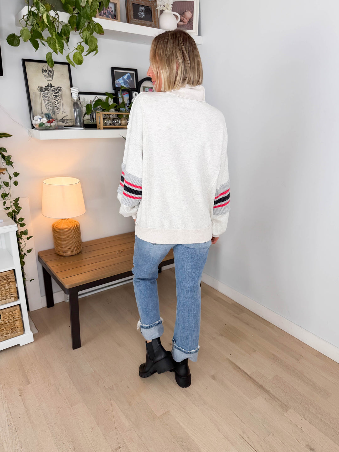 Laurel Mist Mineral Washed Pullover- LIGHT HTHR GREY