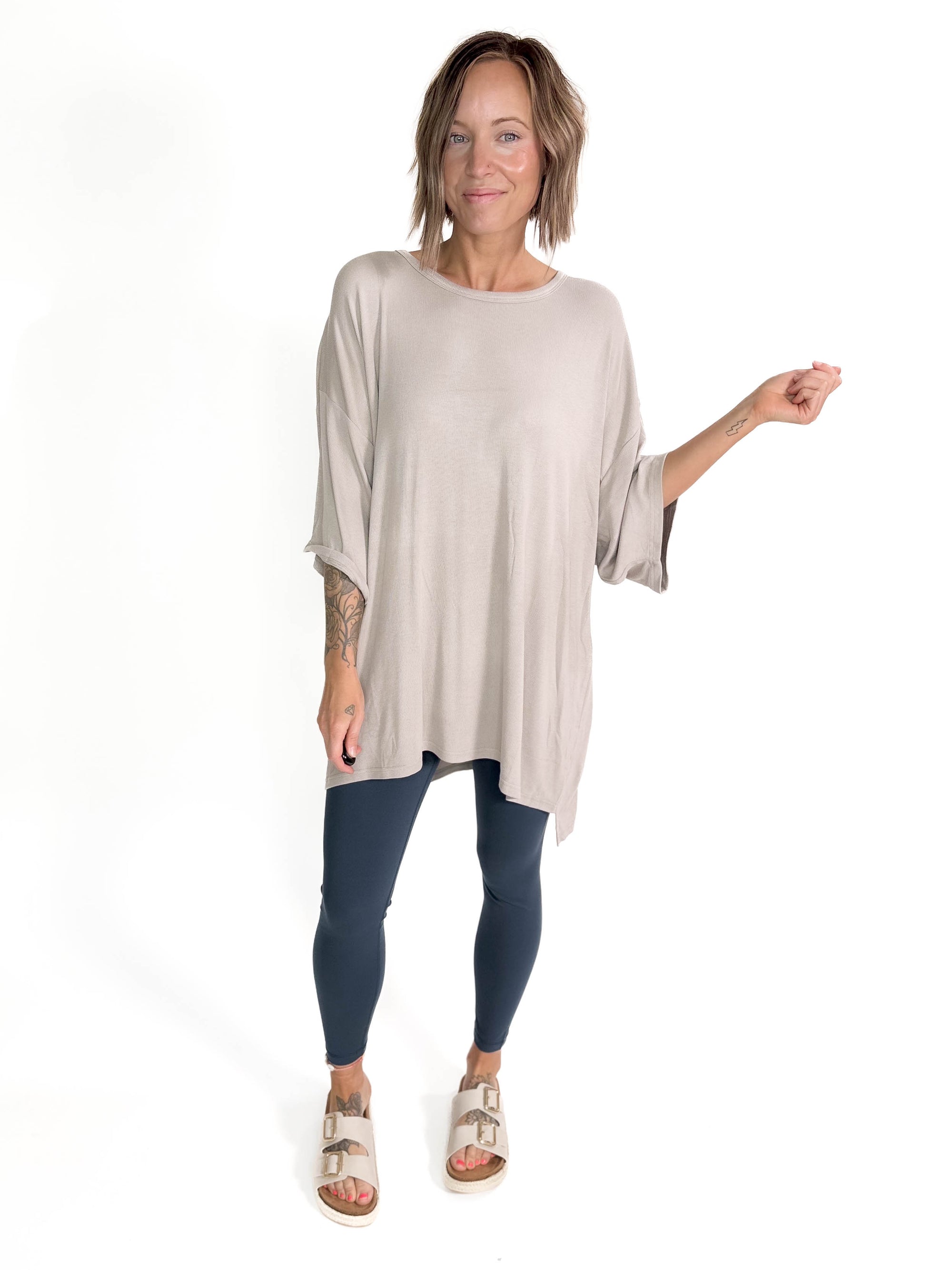 Hadley Ribbed Tunic- MOCHA