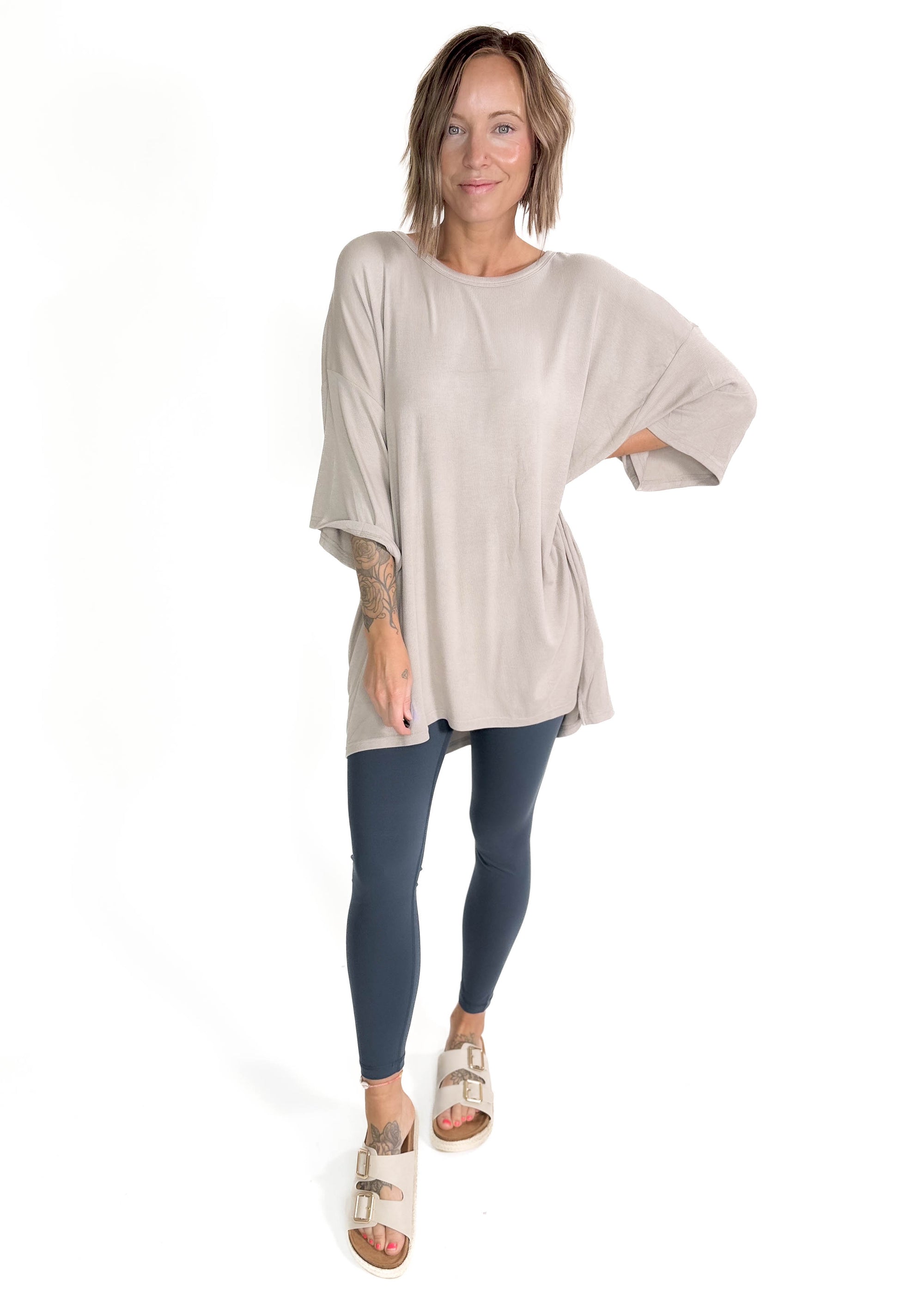 Hadley Ribbed Tunic- MOCHA