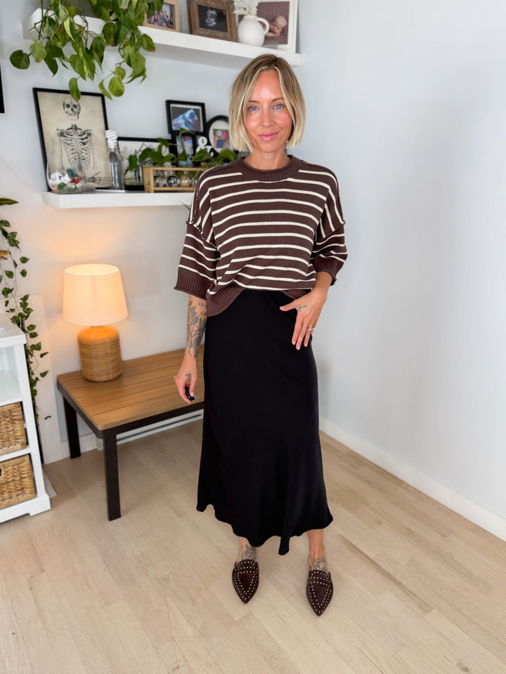 Only Franan High Waist Ankle Skirt- BLACK