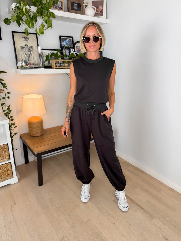 Overly Drawstring Barrel Jumpsuit- ASH