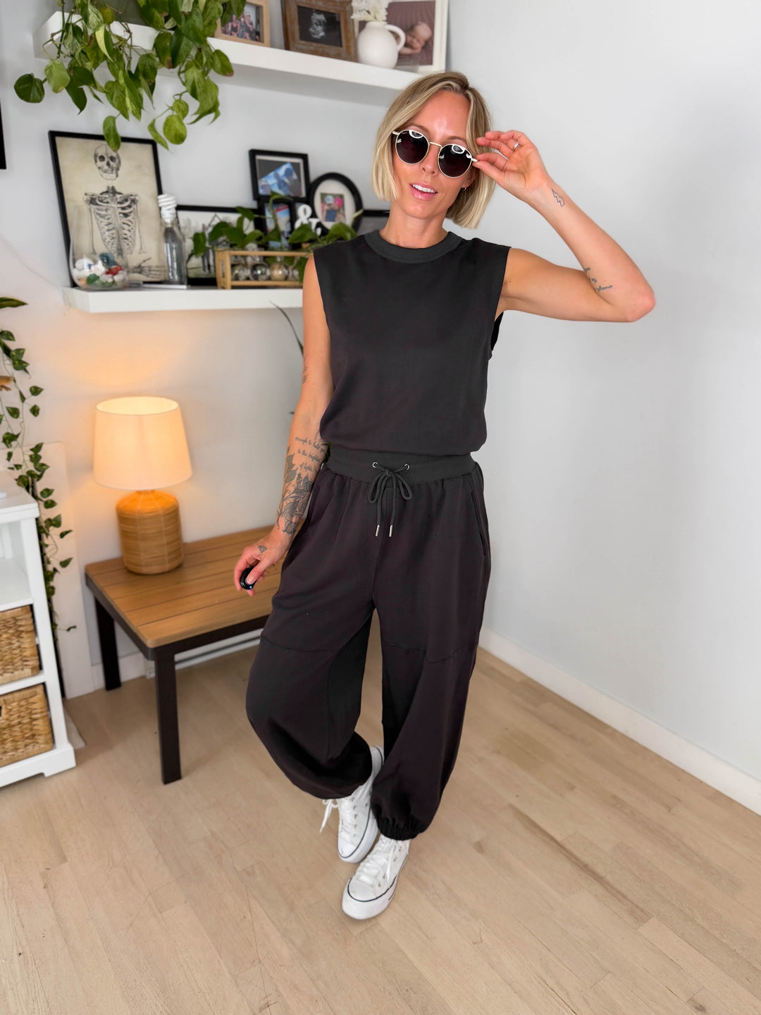 Overly Drawstring Barrel Jumpsuit- ASH