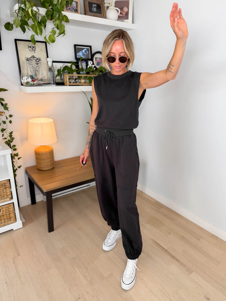 Overly Drawstring Barrel Jumpsuit- ASH