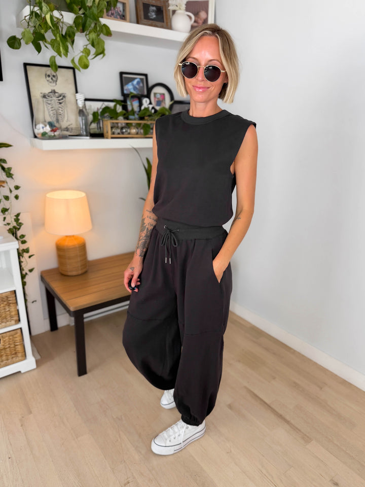 Overly Drawstring Barrel Jumpsuit- ASH