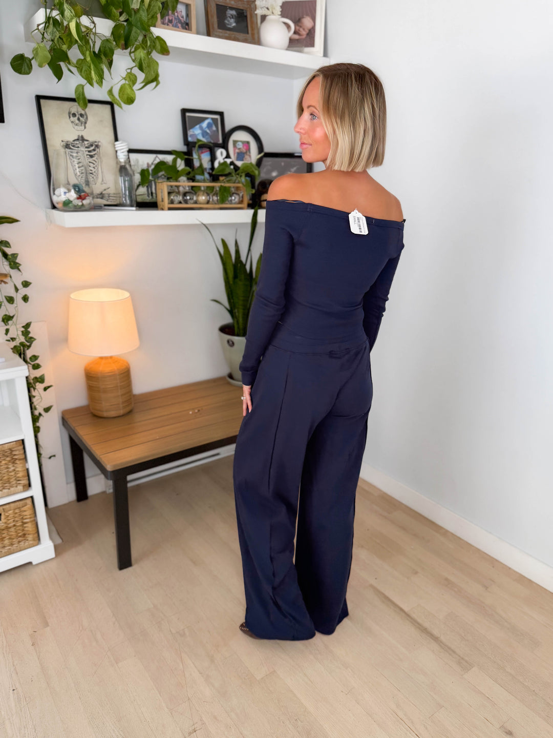 Chestnut Ribbed Knit Set- NAVY