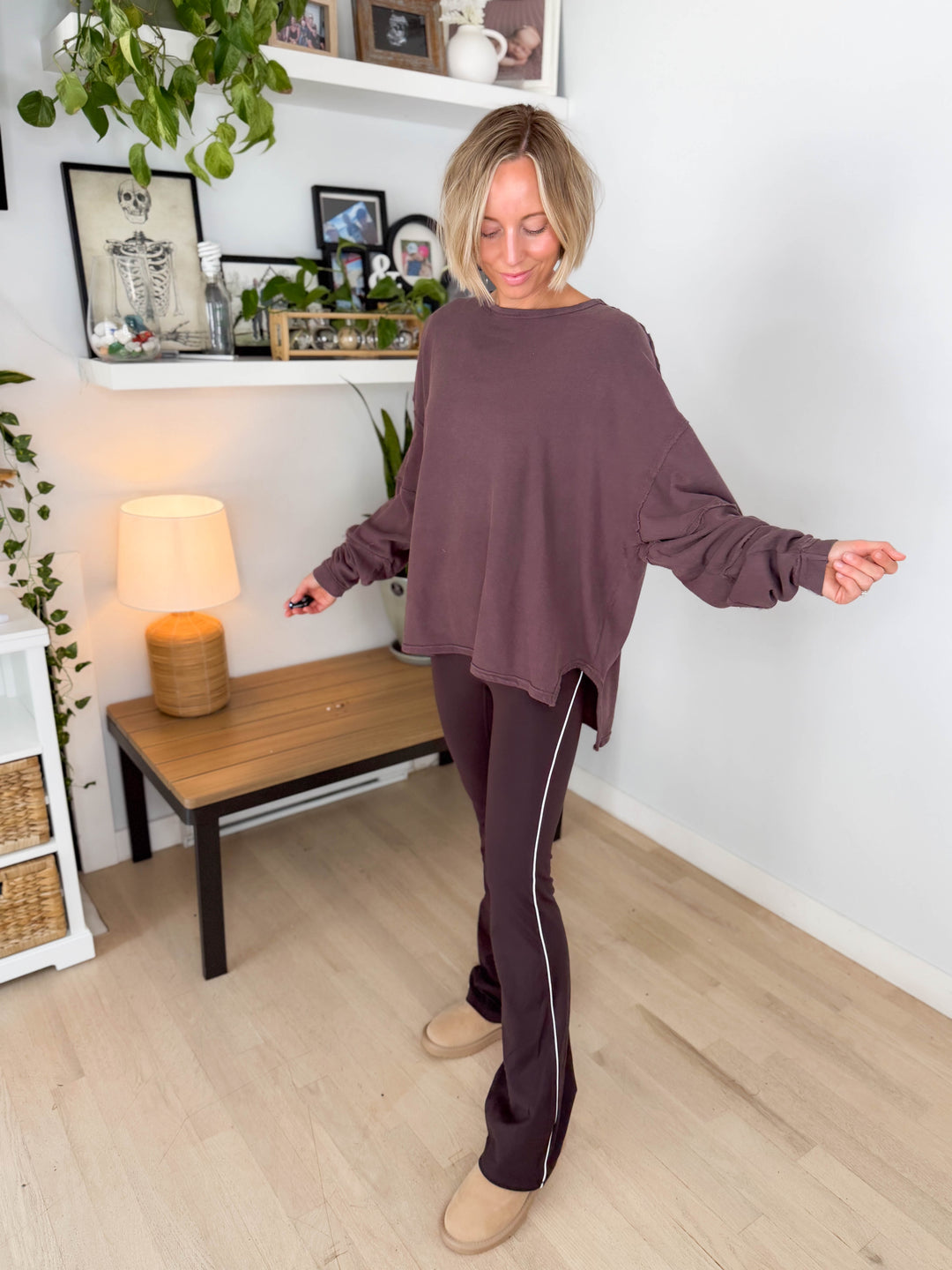 Mono B Jacey Classic Cotton Pullover- COFFEE