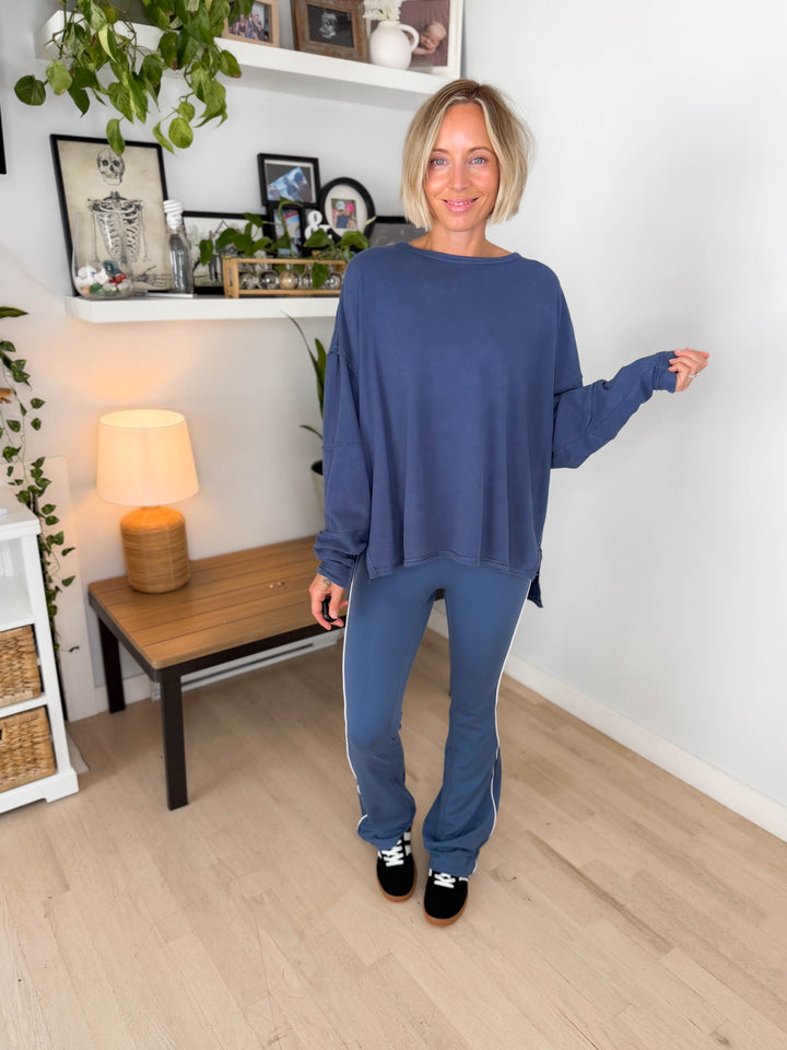 Mono B Jacey Classic Cotton Pullover- OCEAN