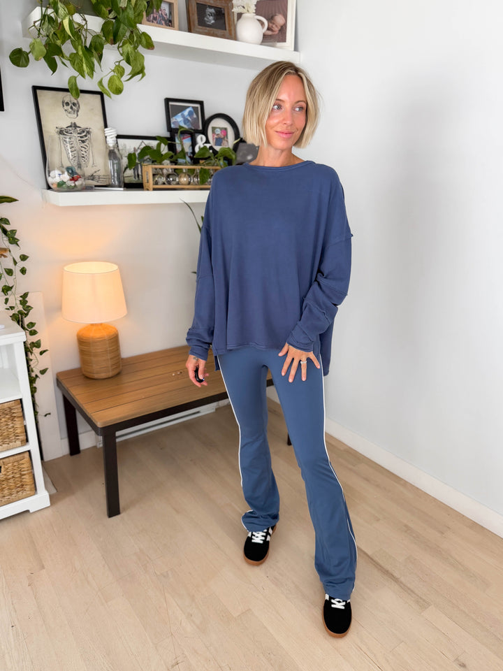 Mono B Jacey Classic Cotton Pullover- OCEAN