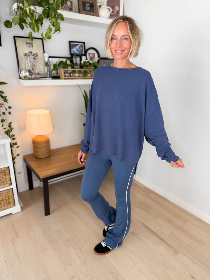 Mono B Jacey Classic Cotton Pullover- OCEAN