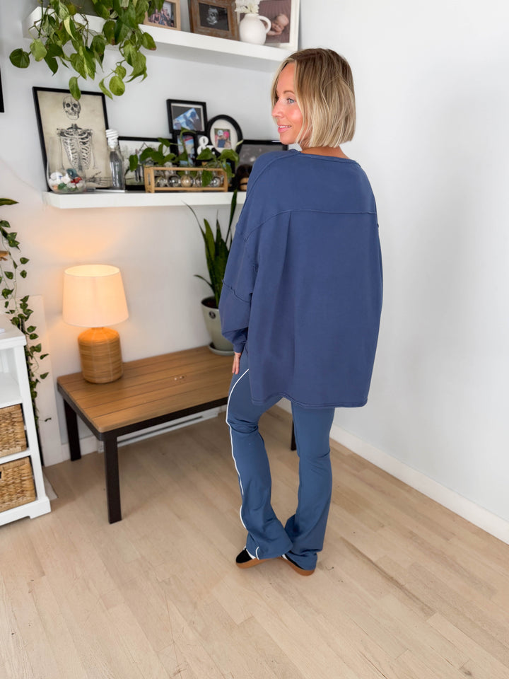 Mono B Jacey Classic Cotton Pullover- OCEAN