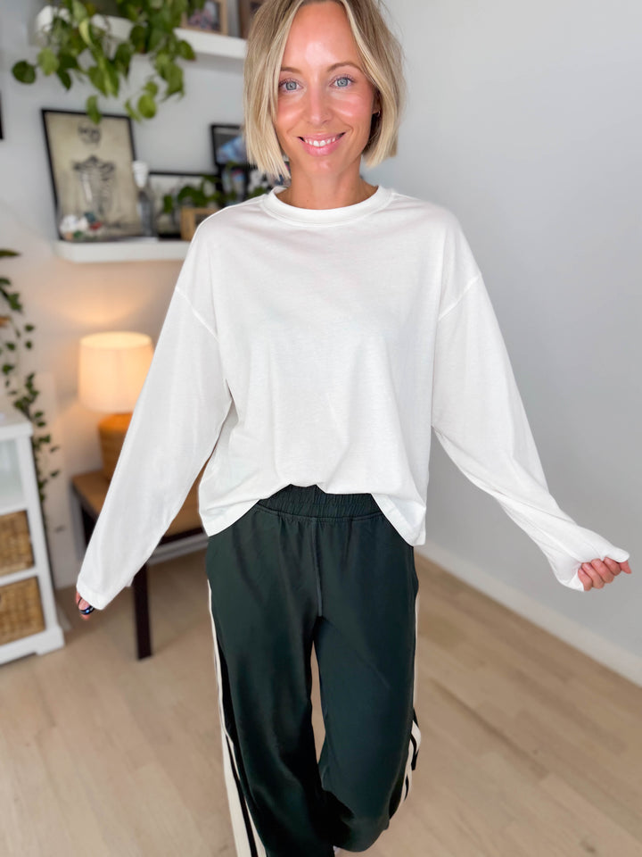 Only Happy Organic Cotton Long Sleeve Tee- CLOUD DANCER