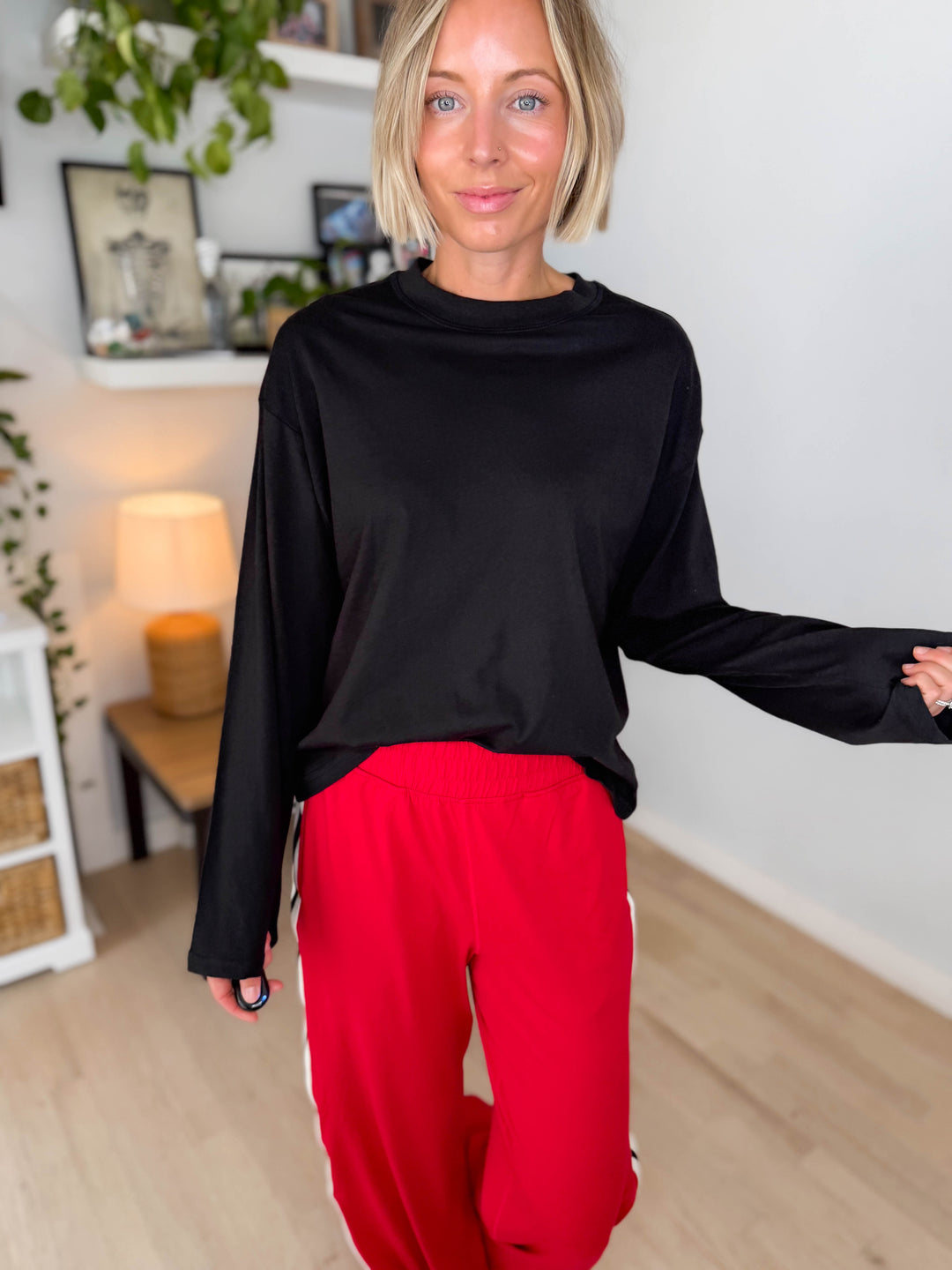 Only Happy Organic Cotton Long Sleeve Tee- BLACK