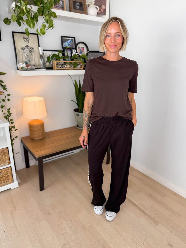 Only Happy Organic Cotton Short Sleeve Tee- COFFEE BEAN