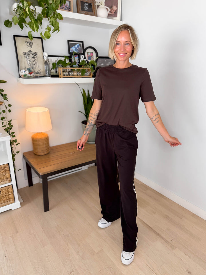 Only Happy Organic Cotton Short Sleeve Tee- COFFEE BEAN