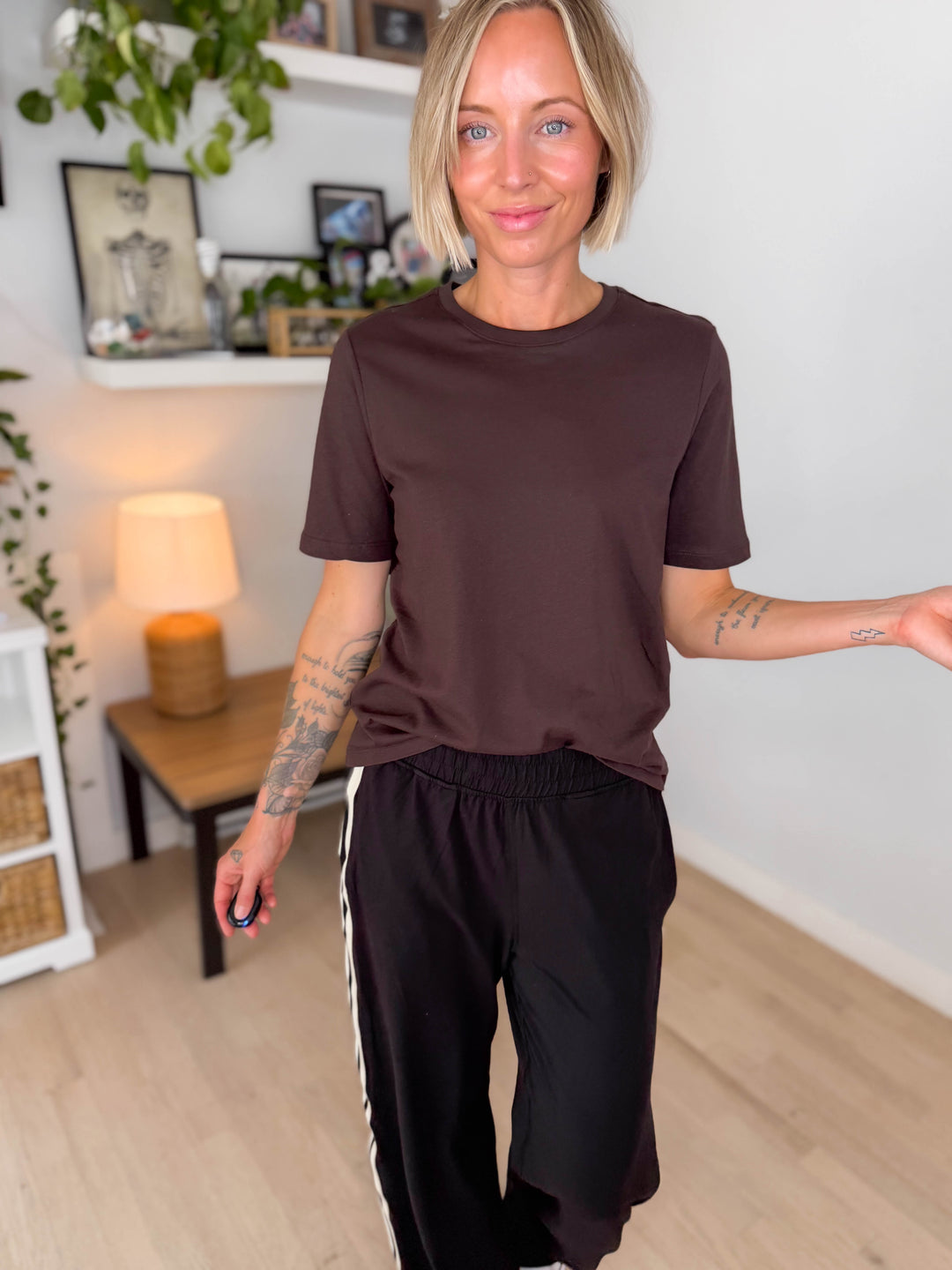 Only Happy Organic Cotton Short Sleeve Tee- COFFEE BEAN