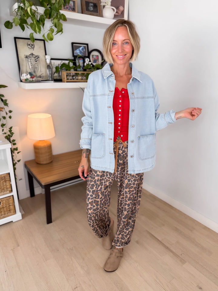 Grace Denim Button Up Jacket- LIGHT WASH