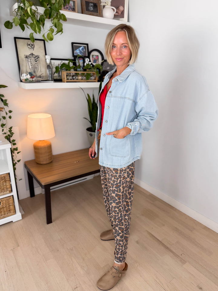 Grace Denim Button Up Jacket- LIGHT WASH