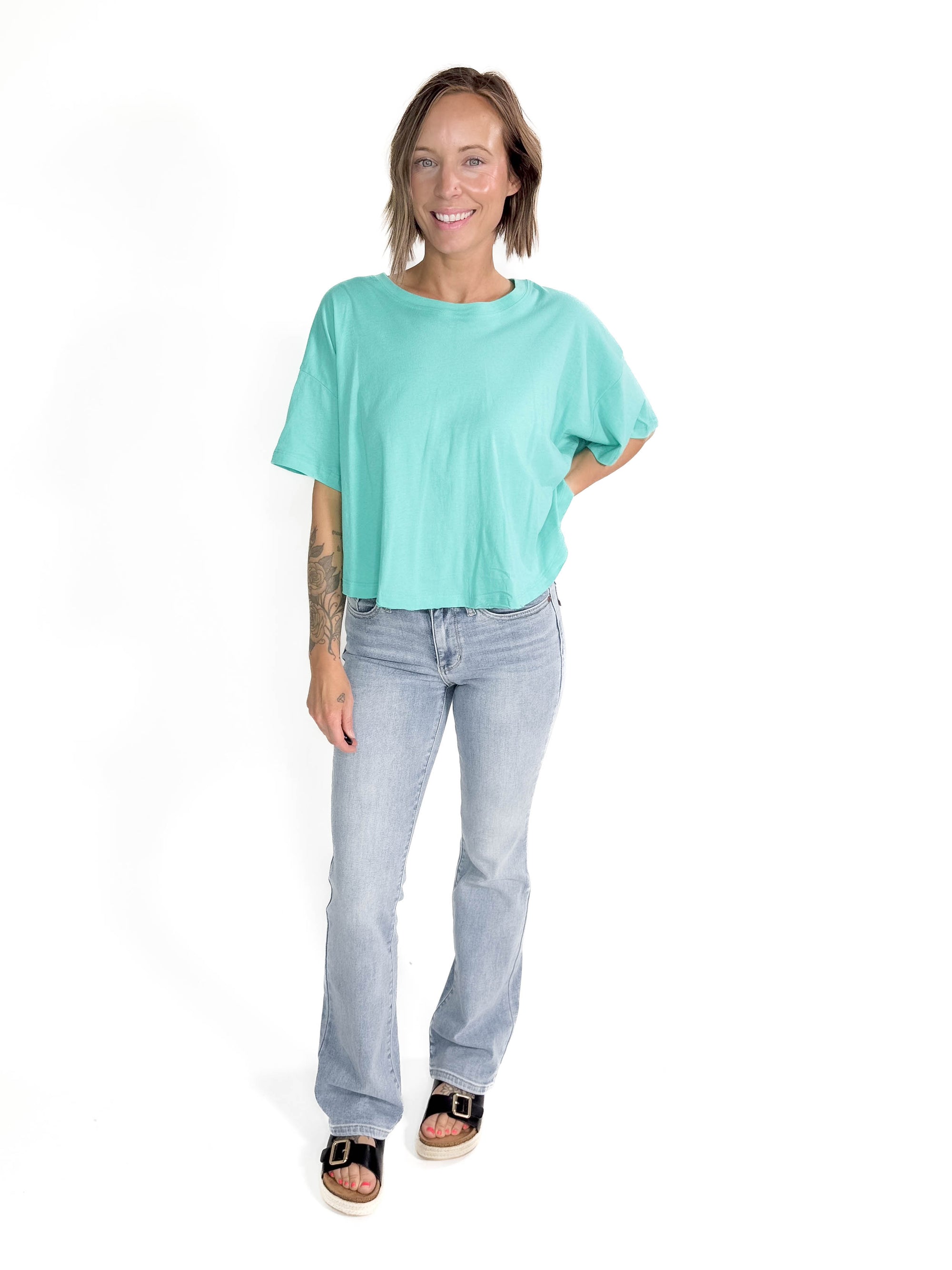 Classic Cotton Round Neck Top- MINT