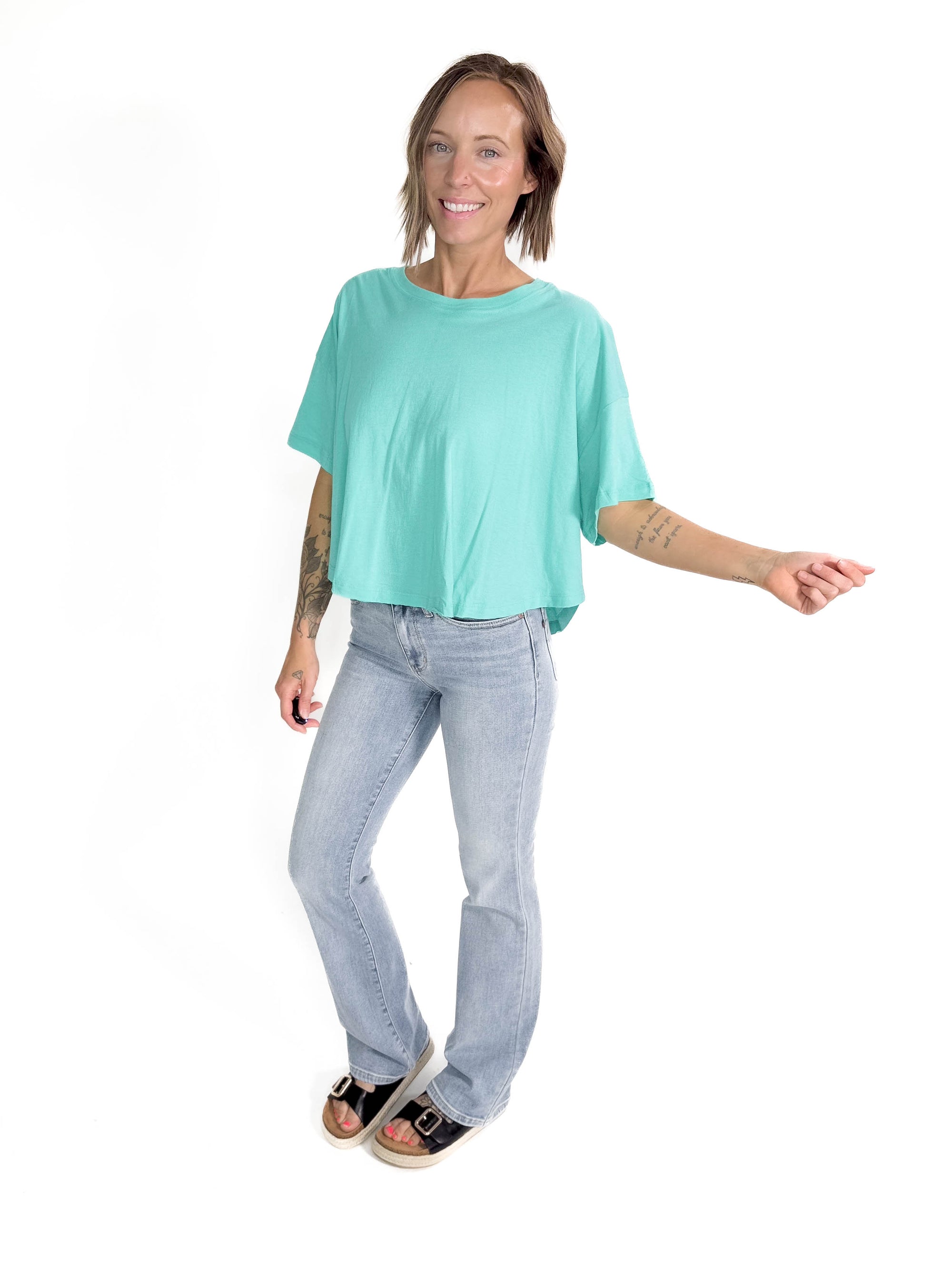 Classic Cotton Round Neck Top- MINT