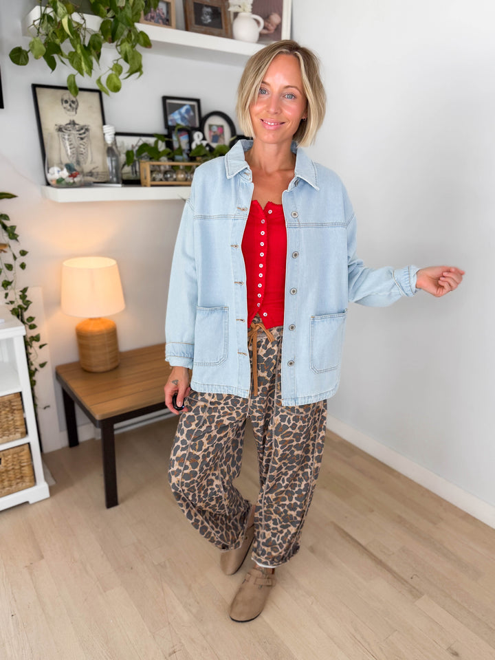 Grace Denim Button Up Jacket- LIGHT WASH