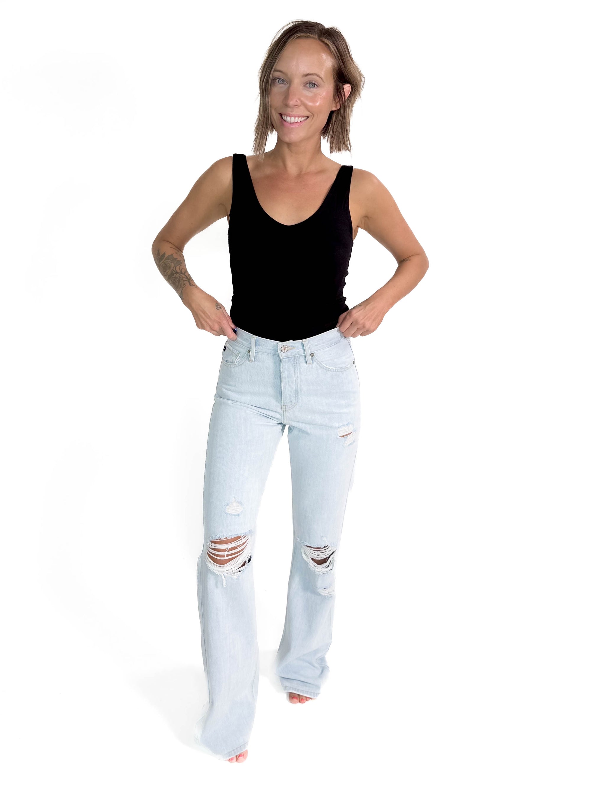 Jaxyn Ultra High Rise Wide Leg Jean- LIGHT