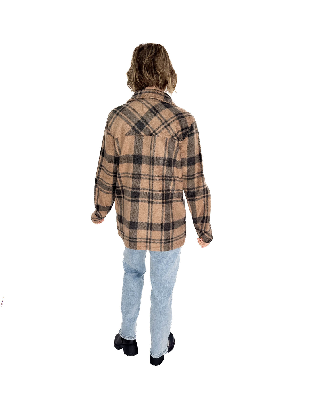 THREAD & SUPPLY Santa Fe Fleece Jacket- PECAN BLACK PLAID-FINAL SALE