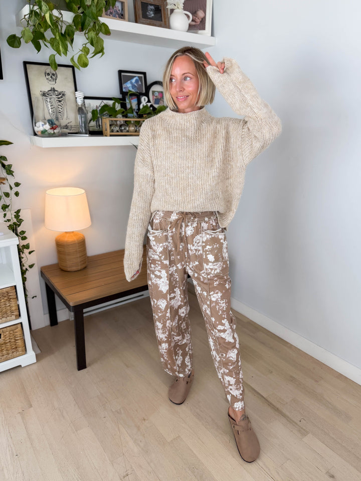 Tabby Mock Neck Oversized Sweater- NATURAL