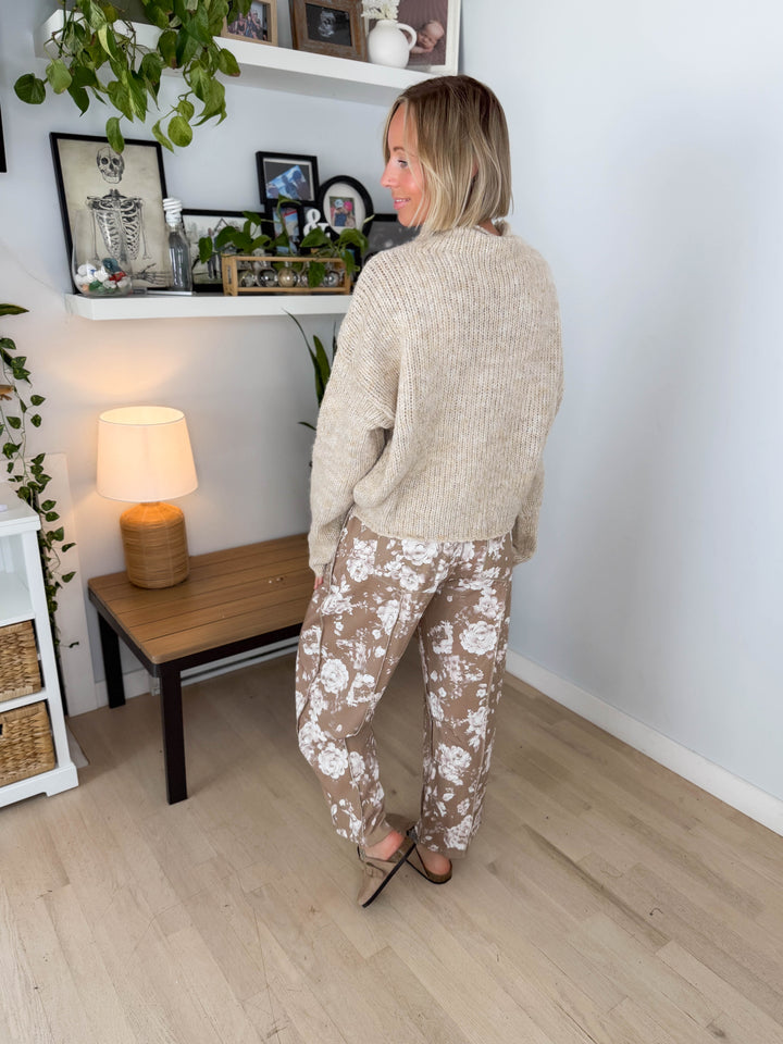 Tabby Mock Neck Oversized Sweater- NATURAL