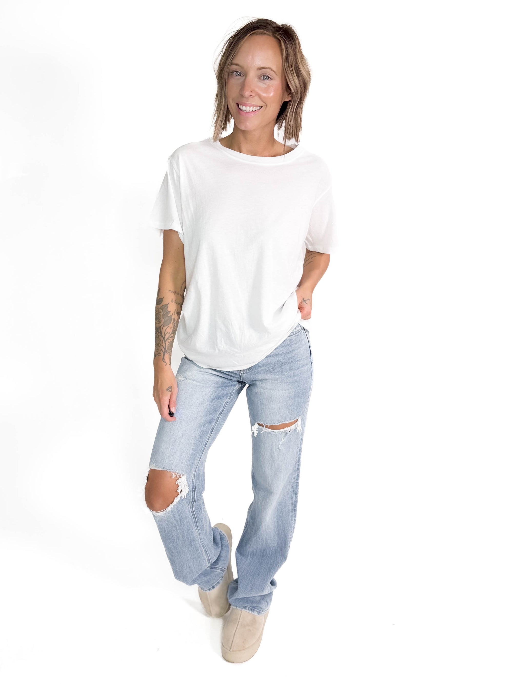 Classic Cotton Boyfriend T-Shirt- WHITE