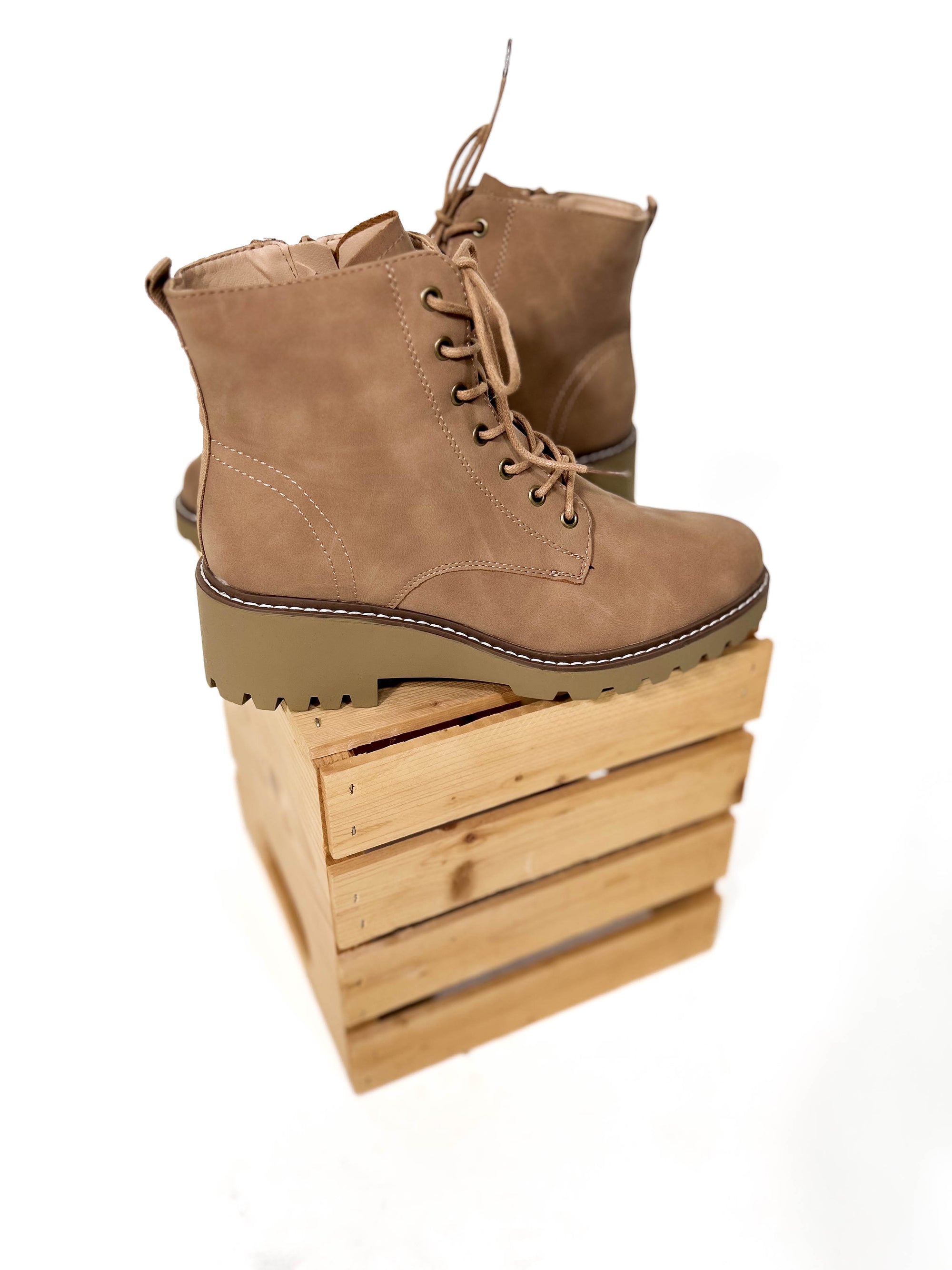 Charlie Lace Up Boot- TAUPE