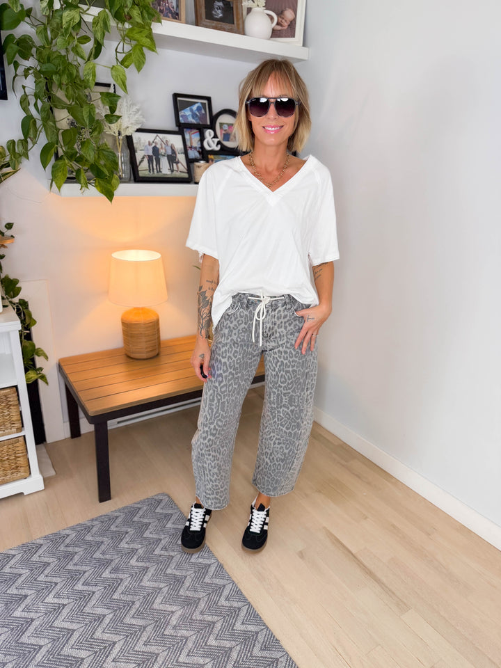 Lienna Washed Cotton Tee- WHITE