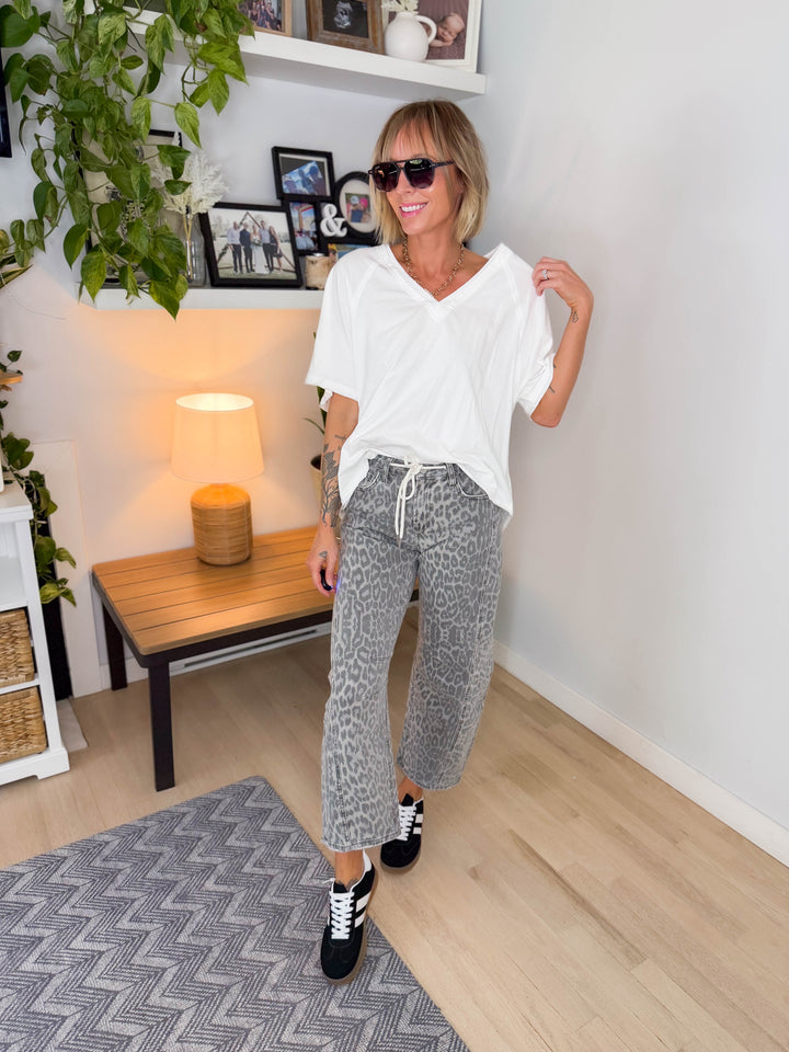 Lienna Washed Cotton Tee- WHITE