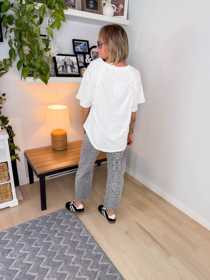 Lienna Washed Cotton Tee- WHITE