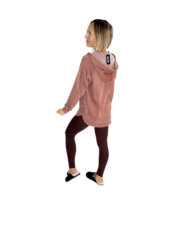 September Sky Split Hem Hoodie- CHESTNUT BROWN