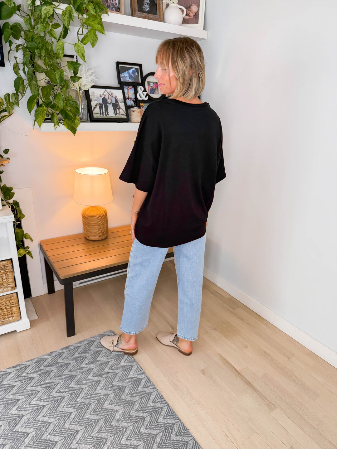 Lila Oversized Cotton Tunic Tee- BLACK-FINAL SALE