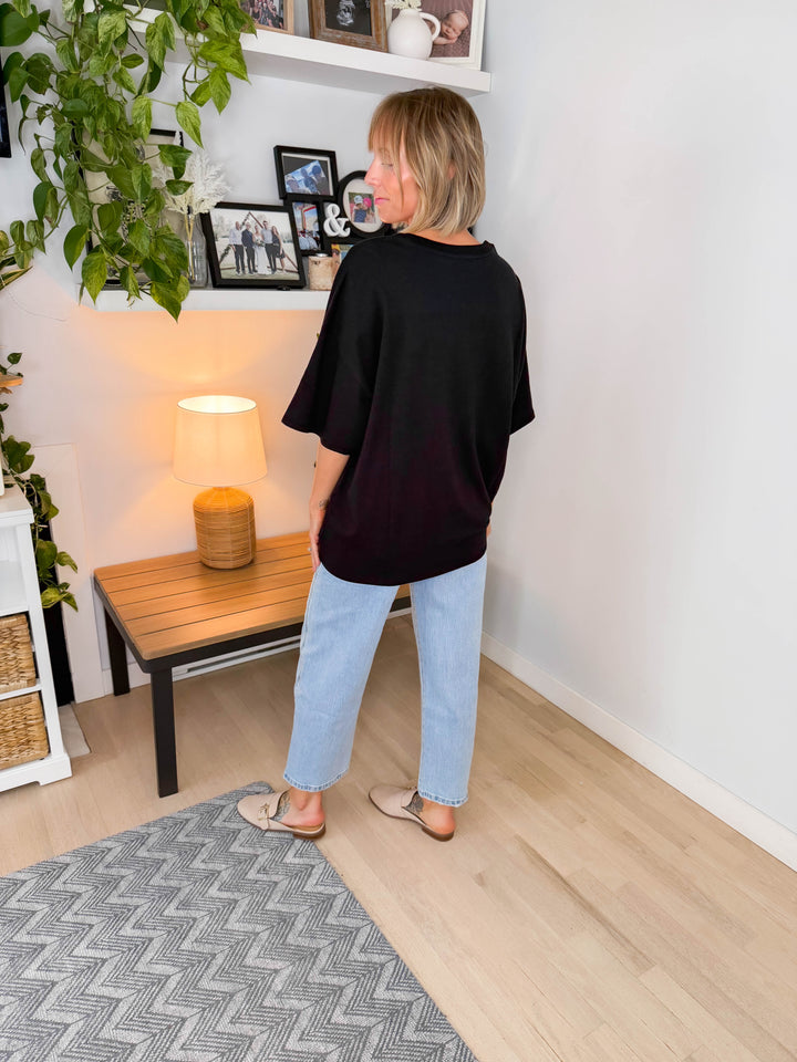 Lila Oversized Cotton Tunic Tee- BLACK-FINAL SALE