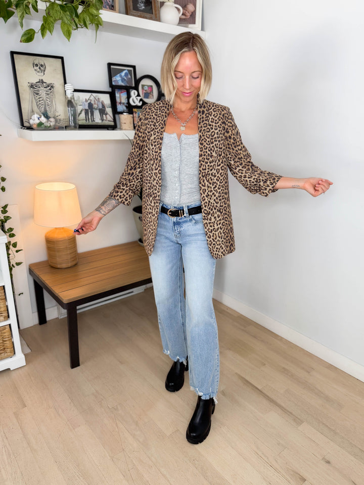 Only Bosella 3/4 Blazer- LEOPARD