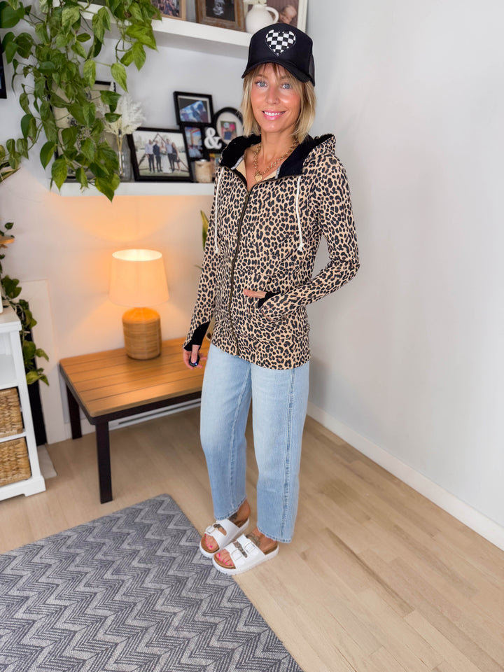 AMPERSAND AVE Full Zip- WILD LEOPARD