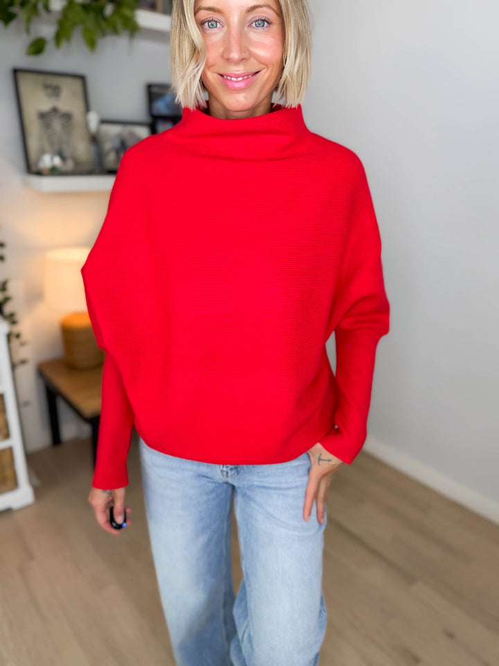 Wild Pines Dolman Sweater- RUBY
